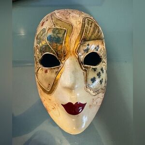 Vintage Venetian Mardi Gras Paper Mache Mask WITH SIGNATURE